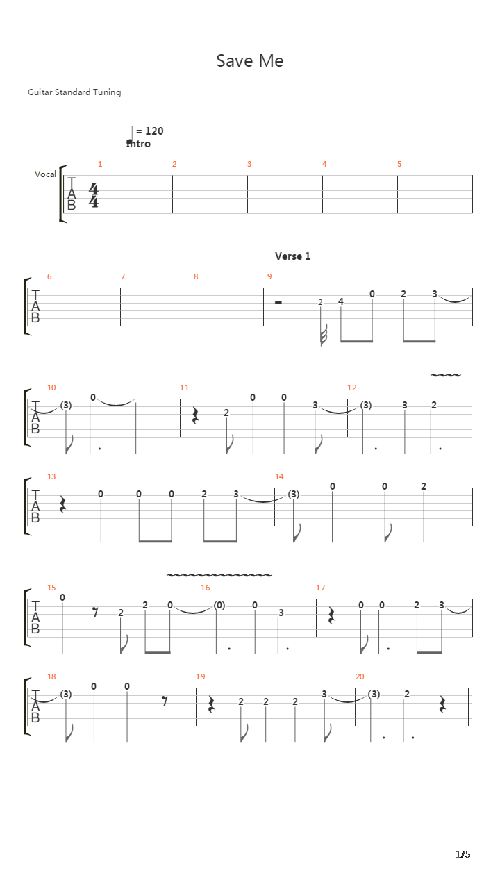Save Me吉他谱