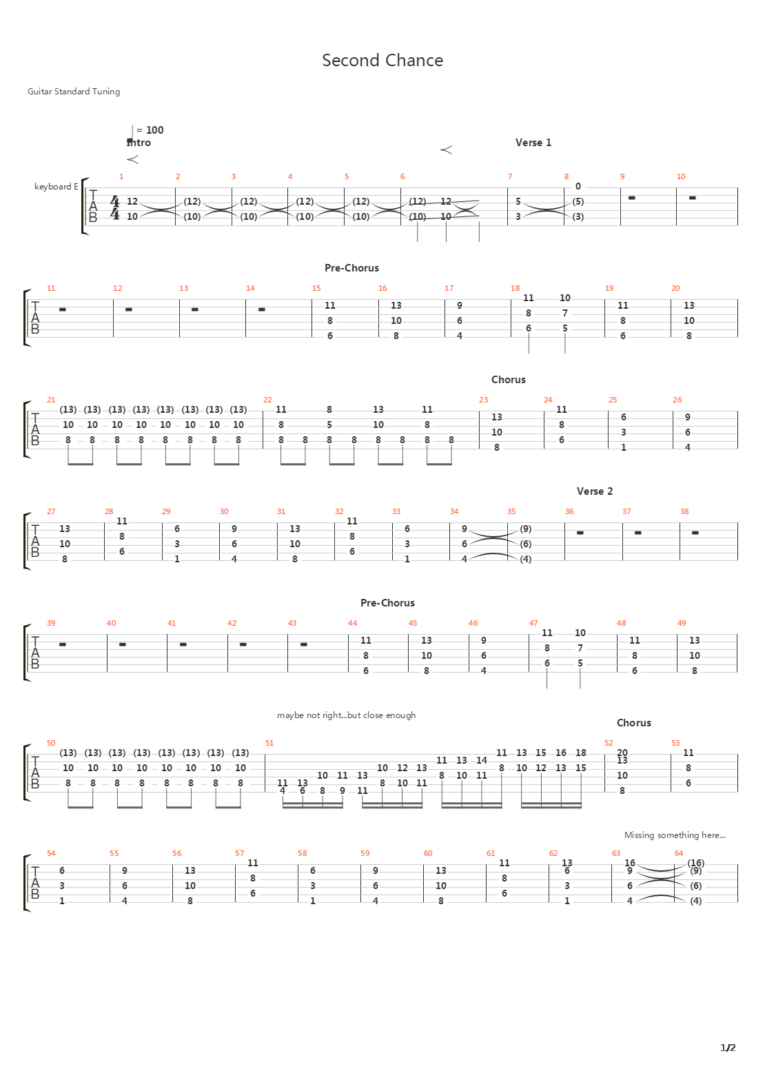 Second Chance吉他谱