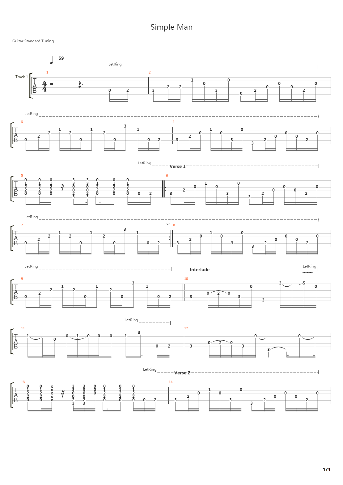 Simple Man吉他谱