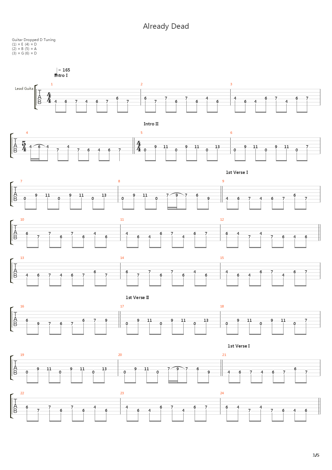 Already Dead吉他谱