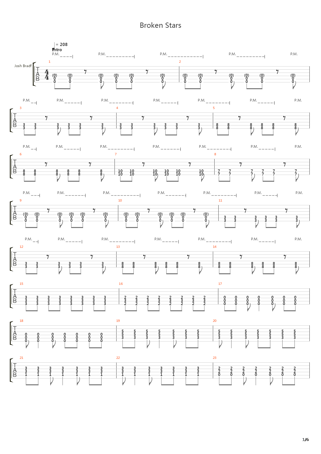 Broken Stars吉他谱