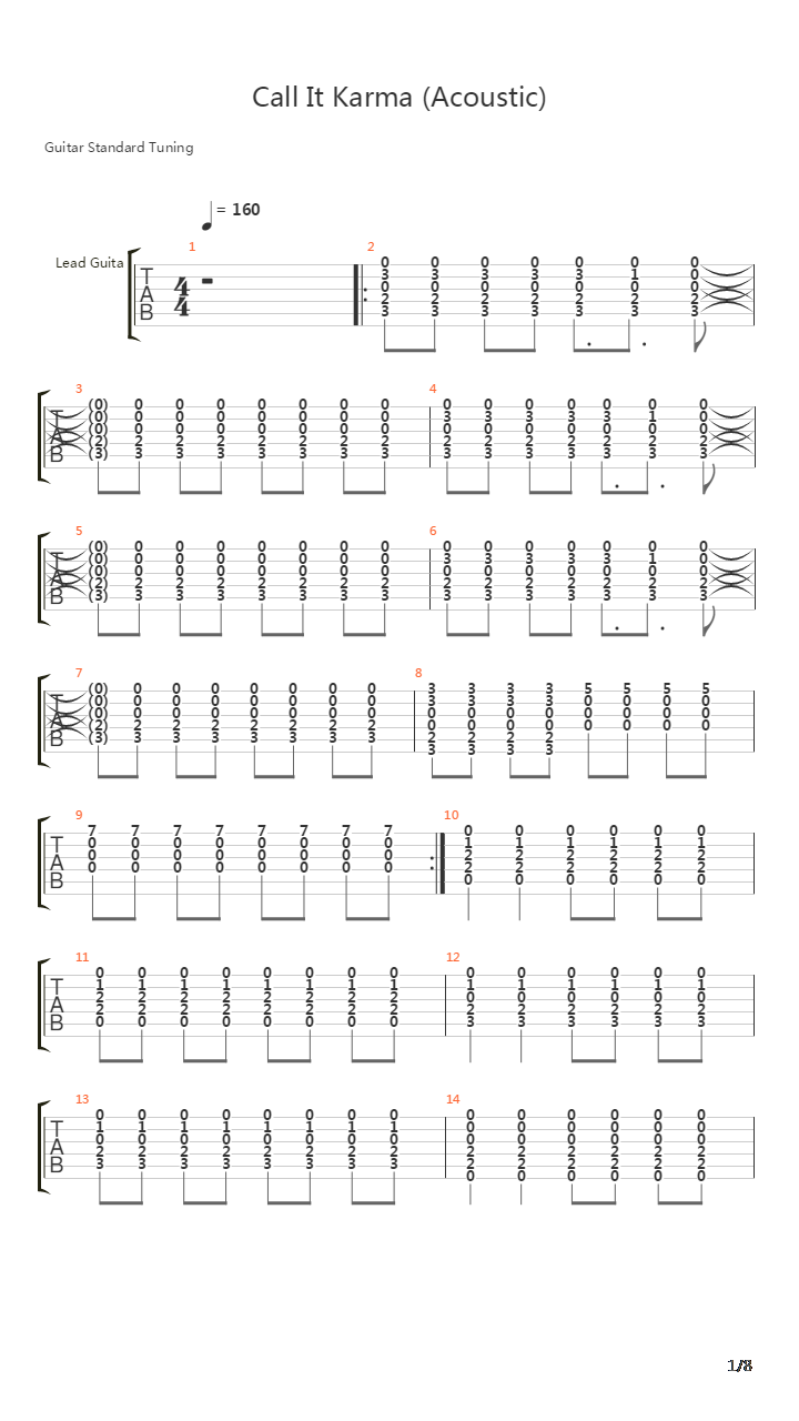 Call It Karma吉他谱