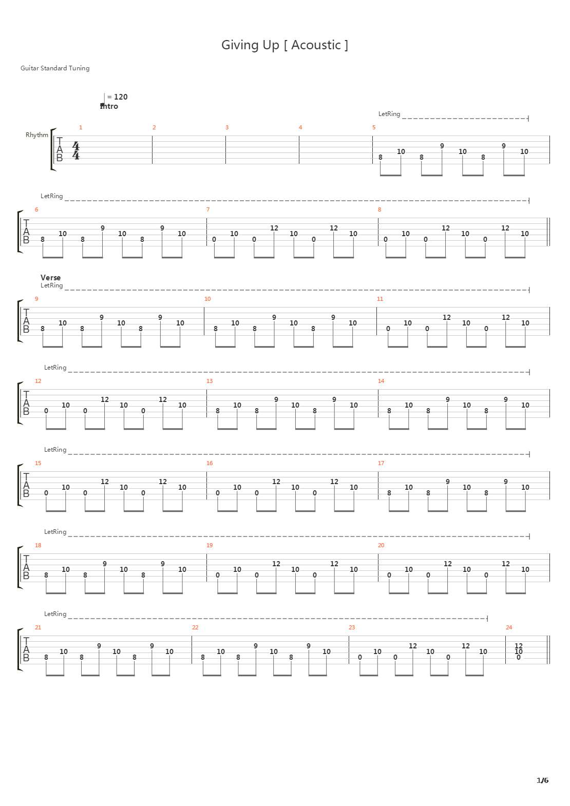 Giving Up吉他谱