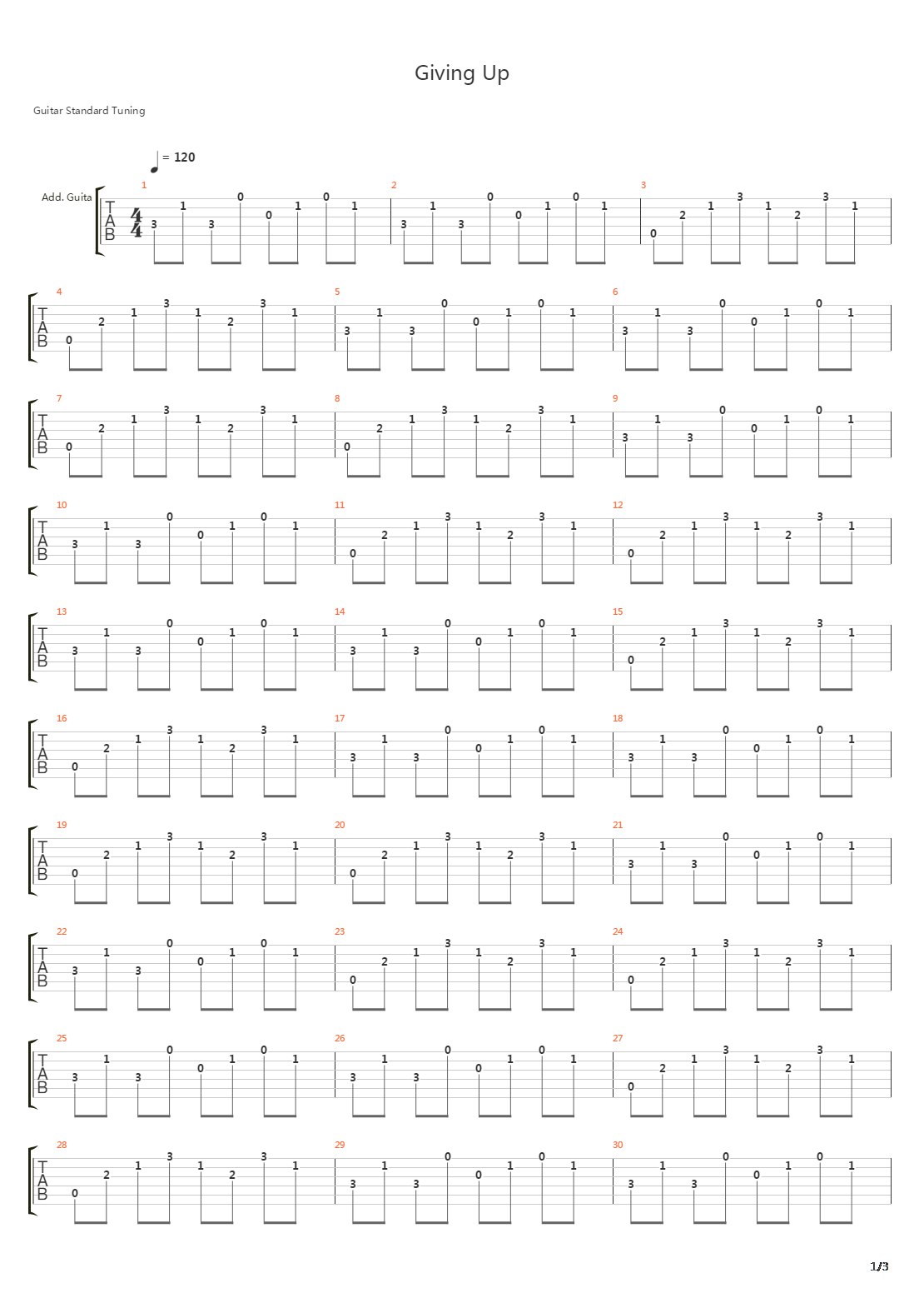 Giving Up吉他谱