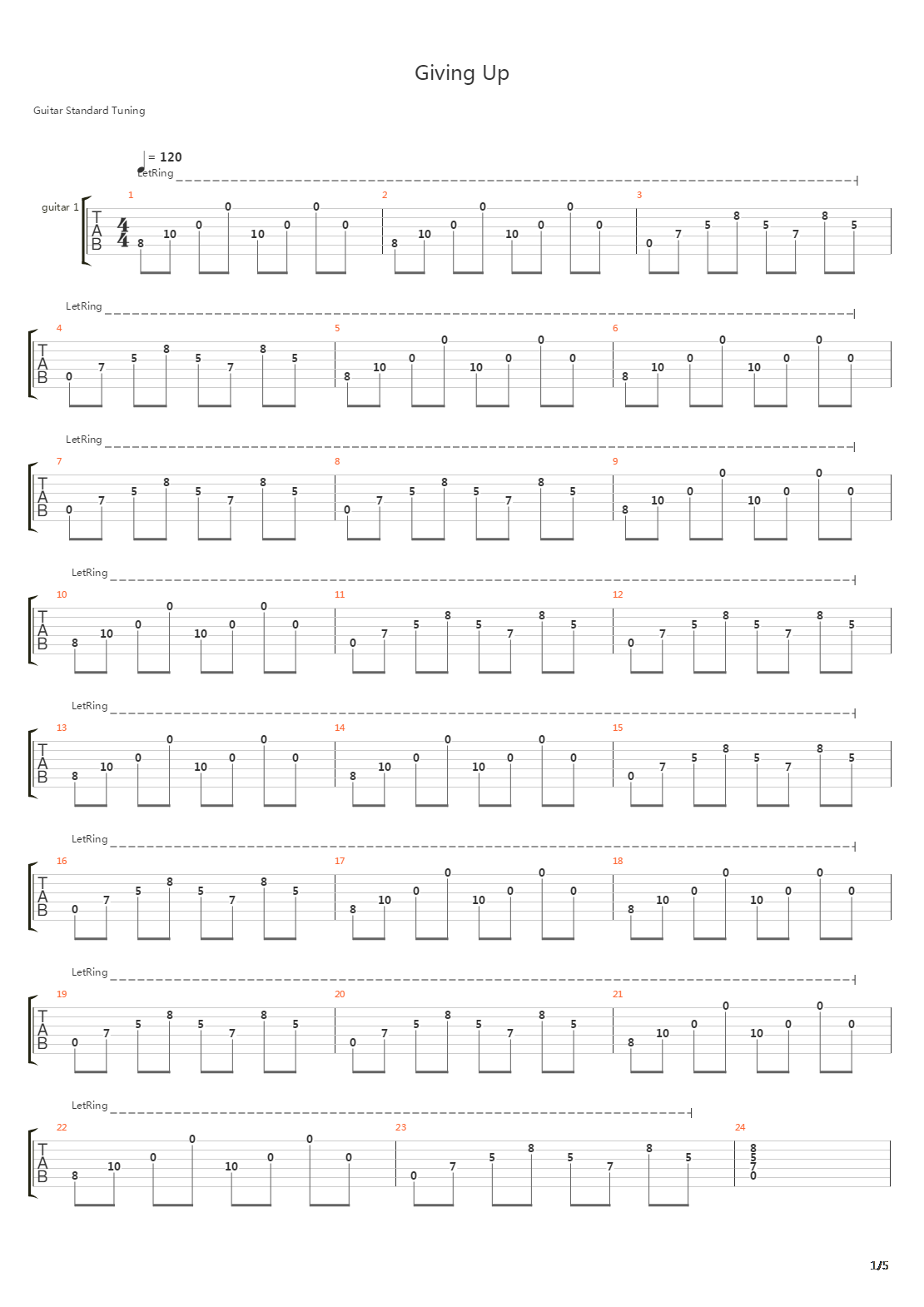 Giving Up吉他谱