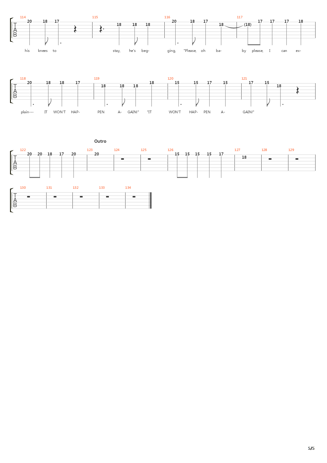 Massachusetts吉他谱