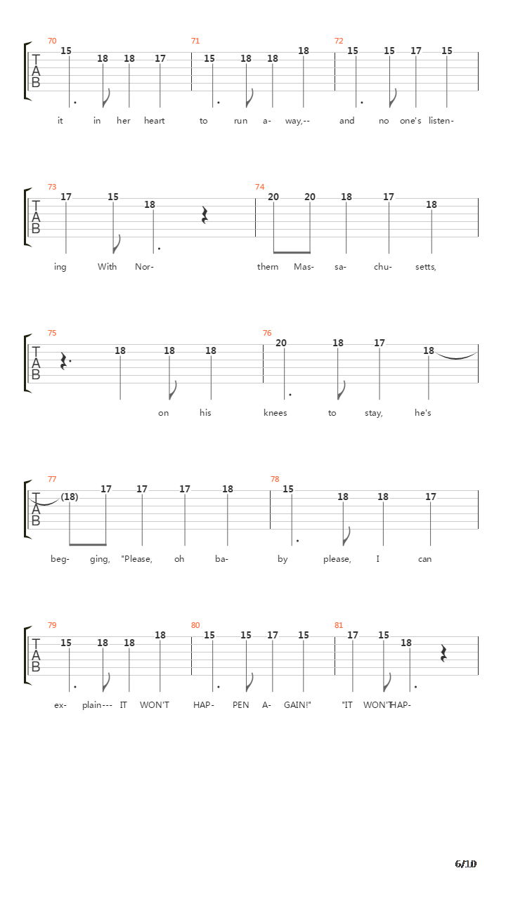 Massachusetts吉他谱