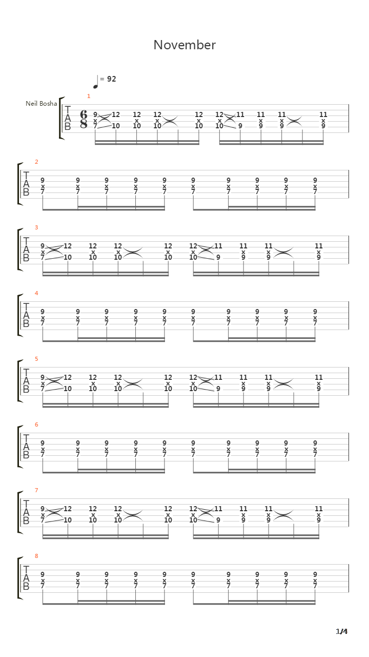 November吉他谱