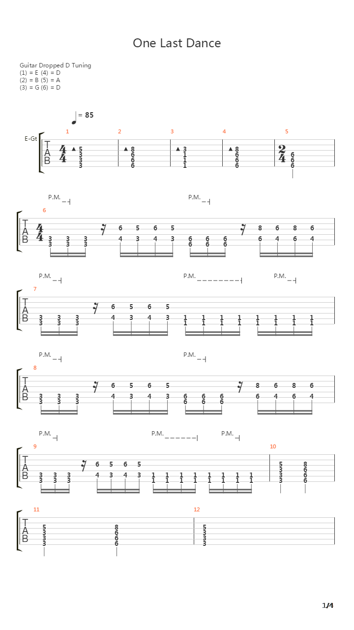 One Last Dance吉他谱