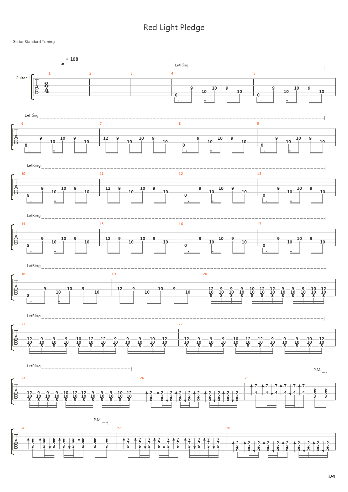 Red Light Pledge吉他谱