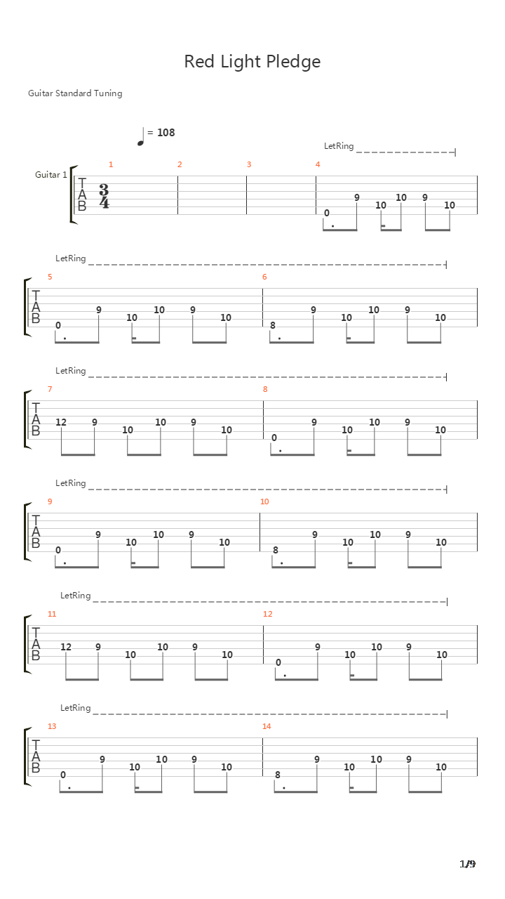 Red Light Pledge吉他谱