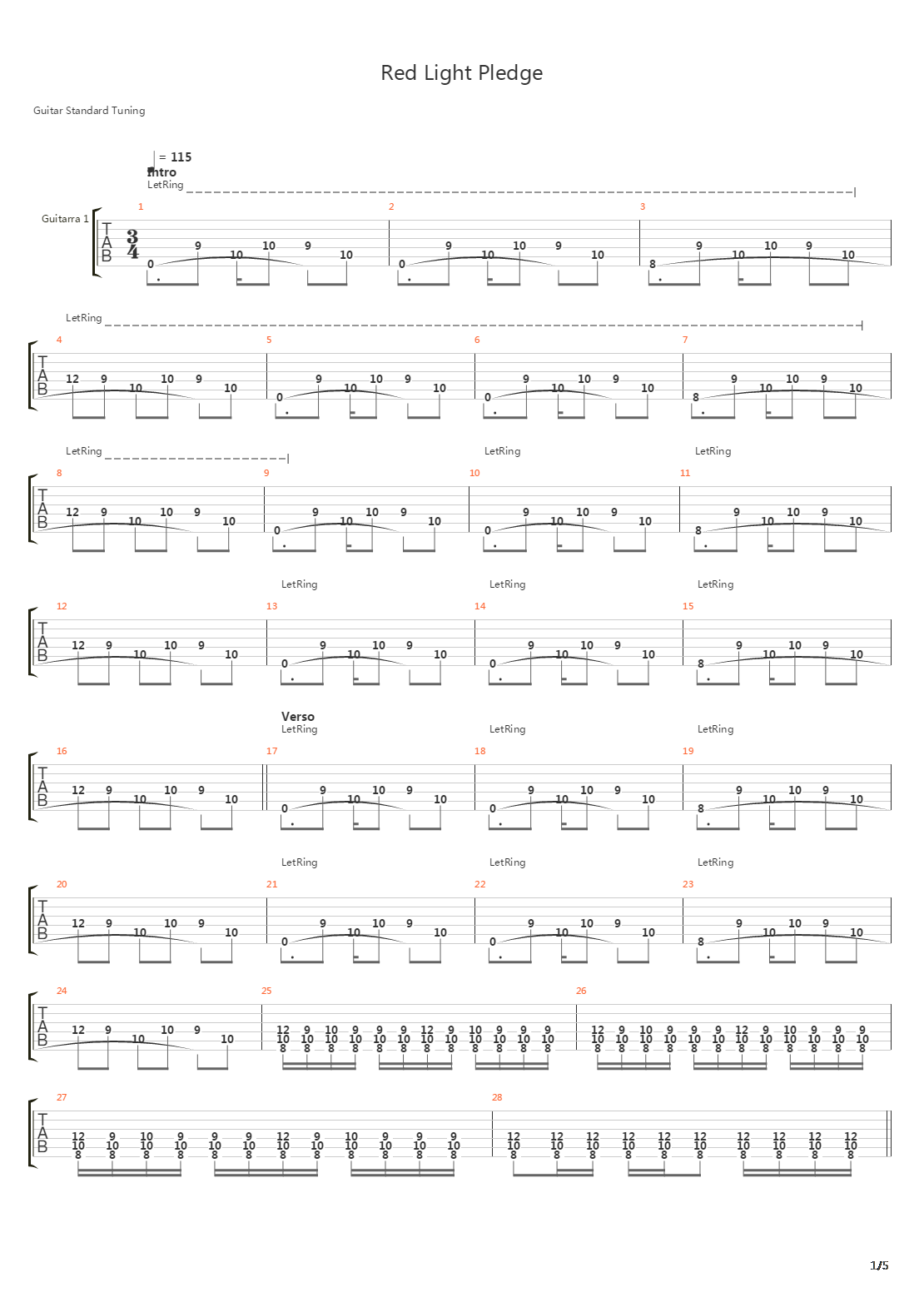 Red Light Pledge吉他谱