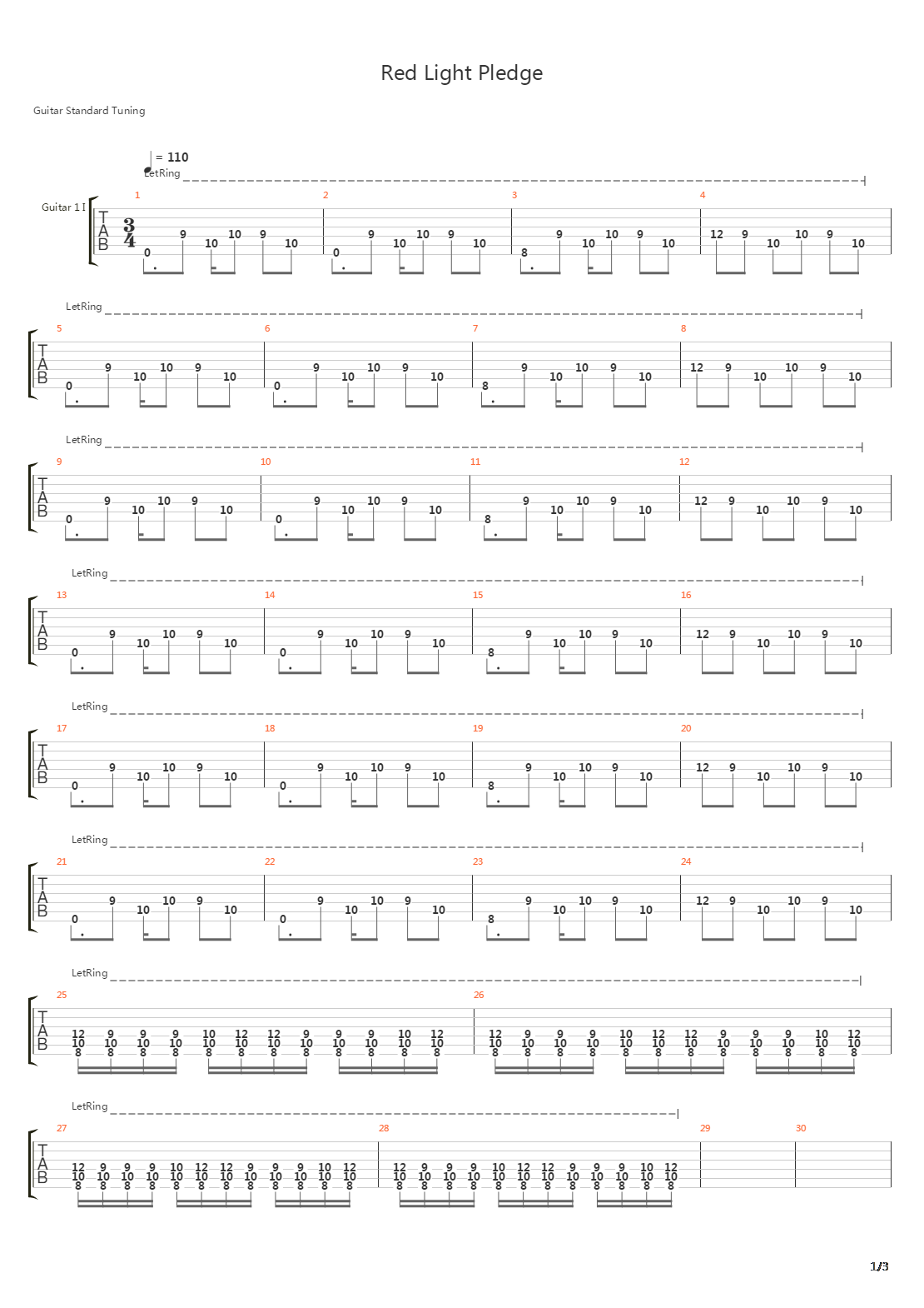 Red Light Pledge吉他谱