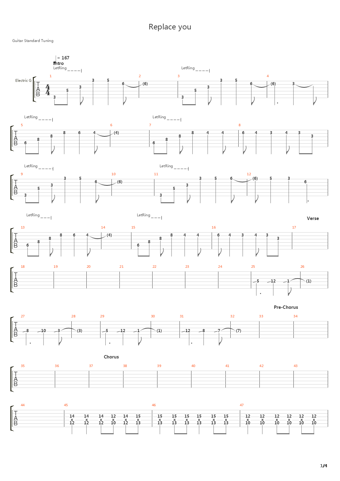 Replace You吉他谱