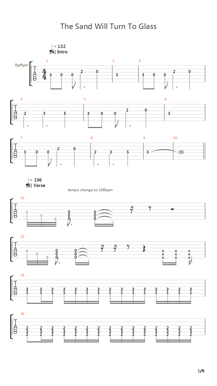 Sand Will Turn To Glass吉他谱