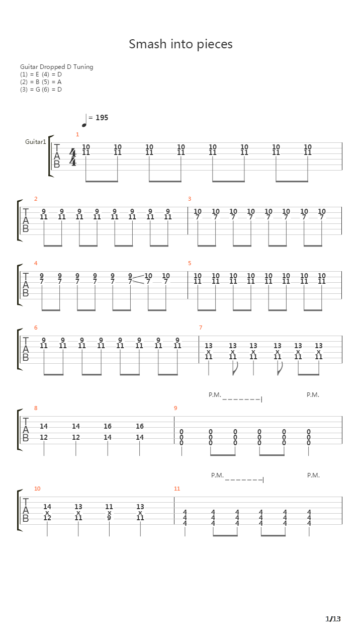 Smashed Into Pieces吉他谱
