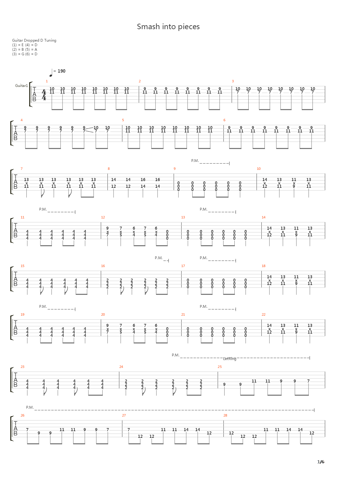 Smashed Into Pieces吉他谱
