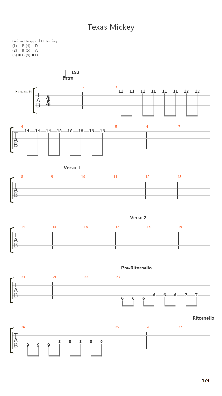 Texas Mickey吉他谱