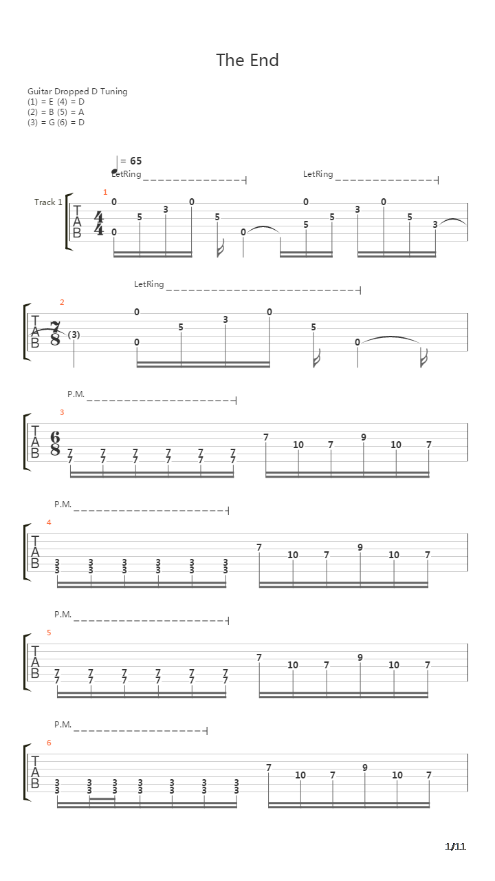 The End吉他谱