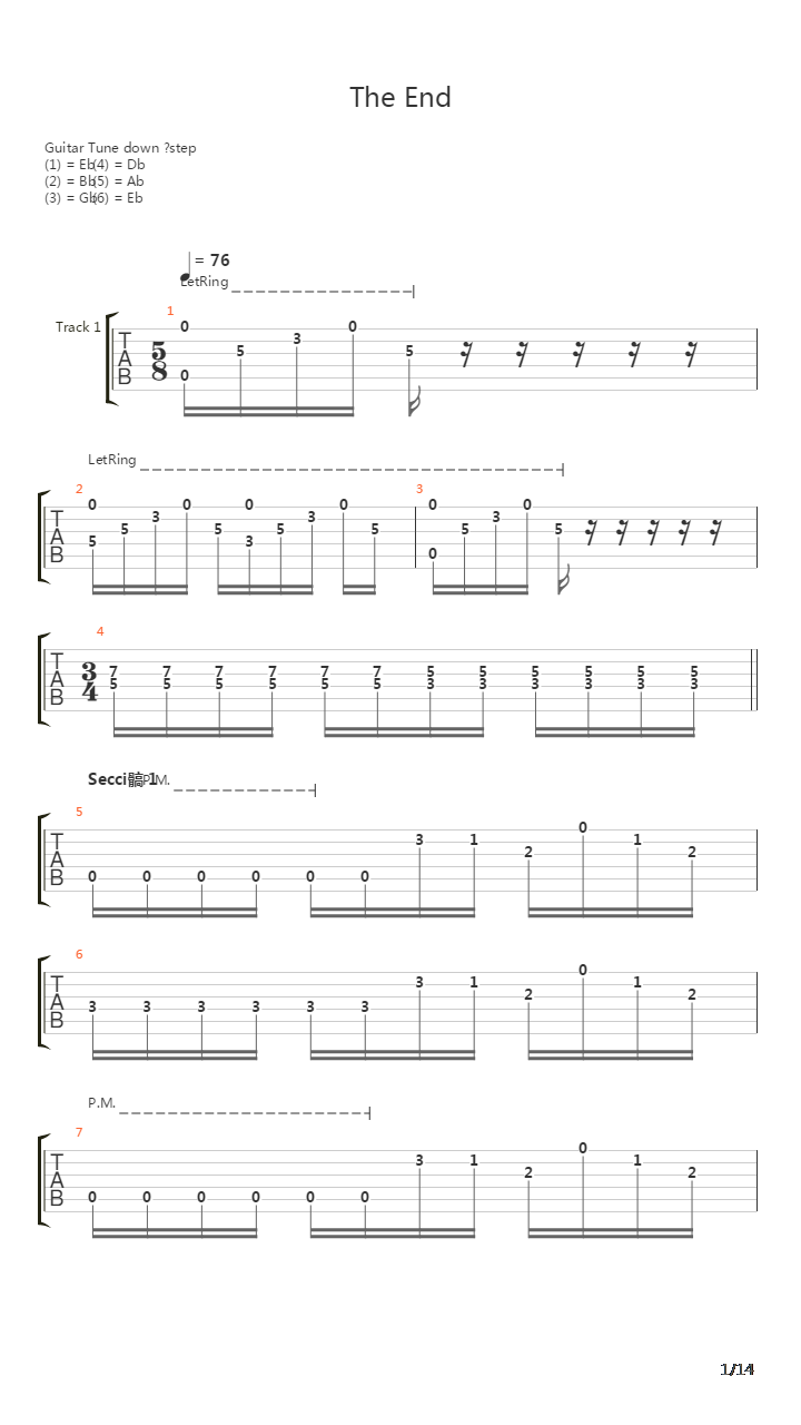 The End吉他谱
