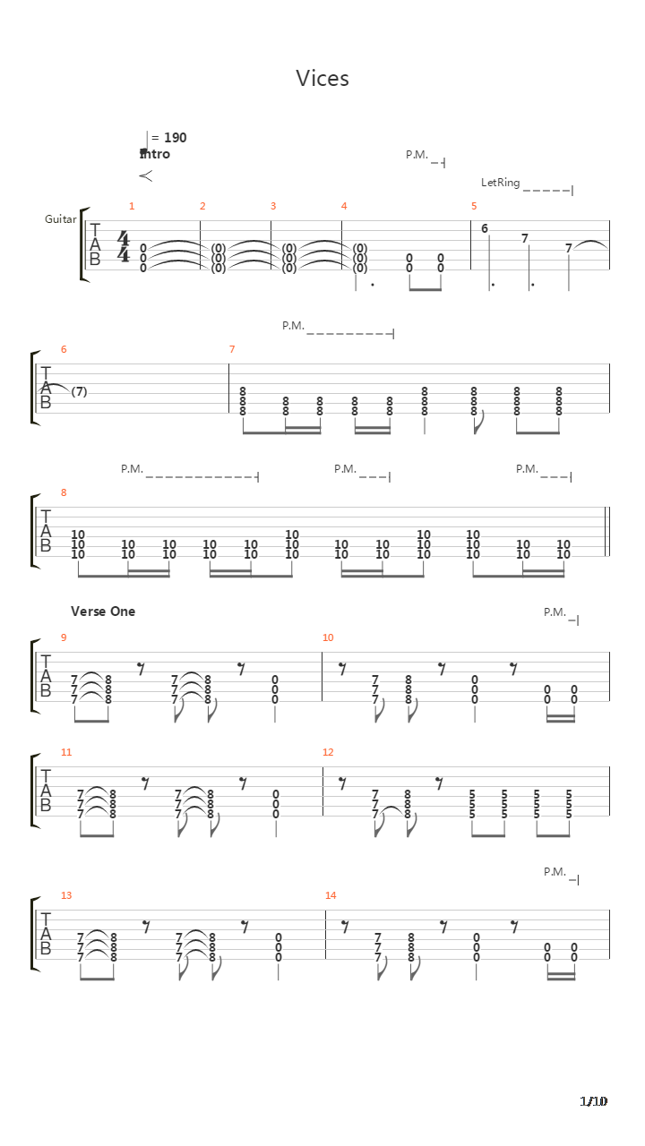 Vices吉他谱