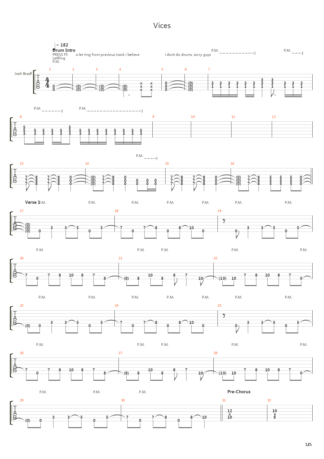 Vices吉他谱