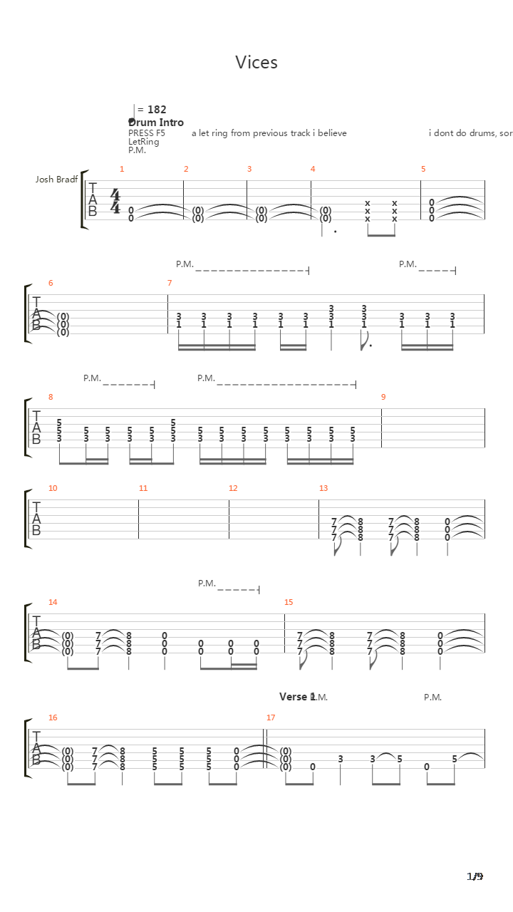 Vices吉他谱