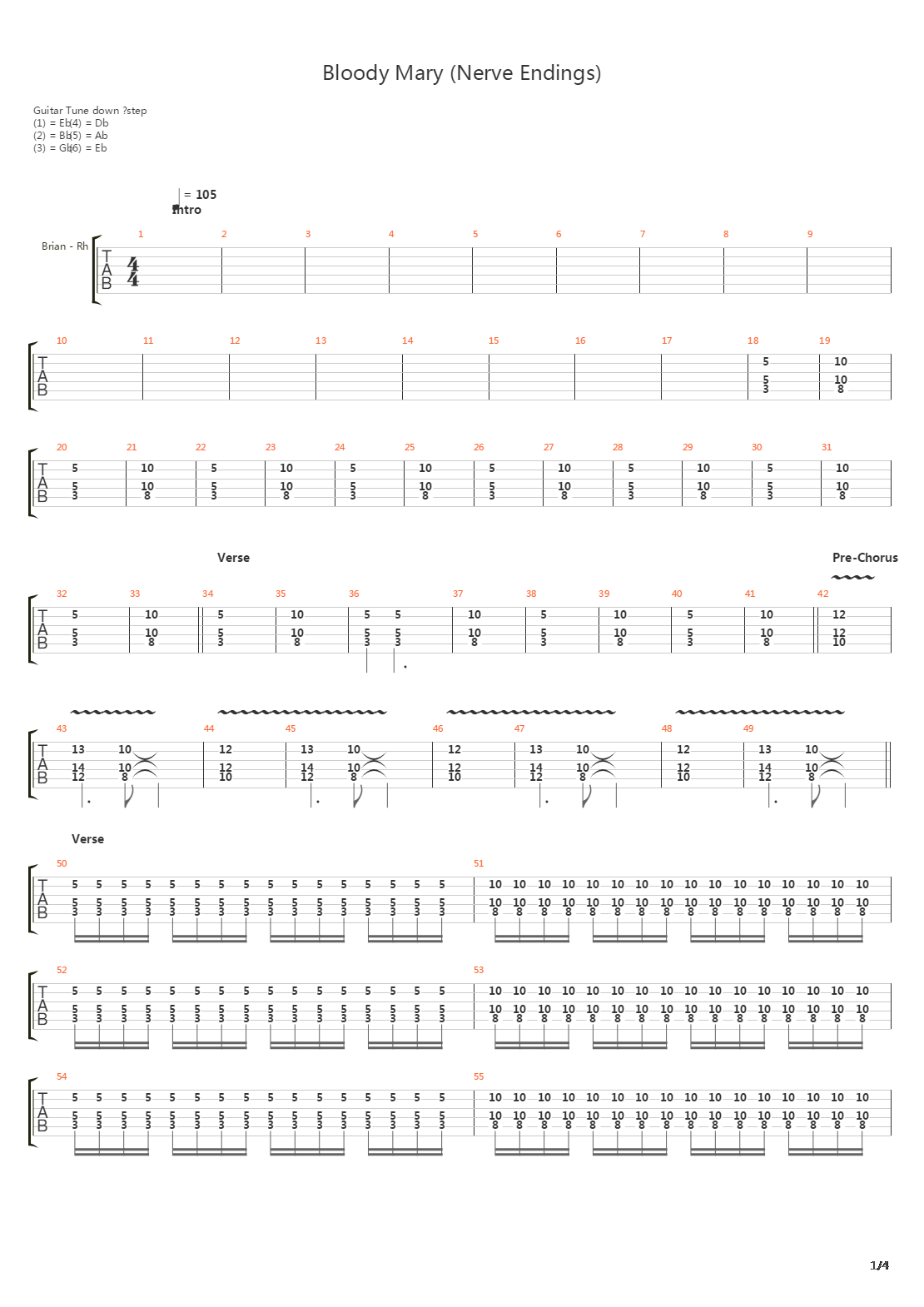 Bloody Mary Nerve Endings吉他谱