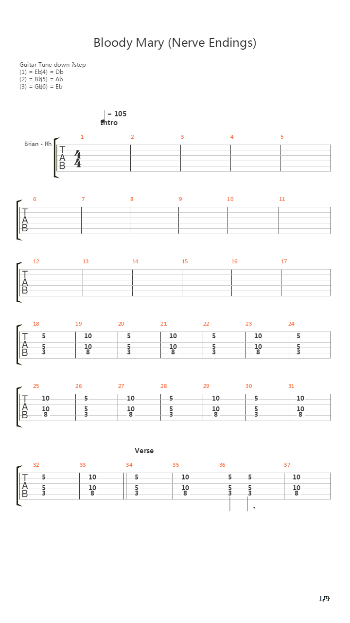 Bloody Mary Nerve Endings吉他谱