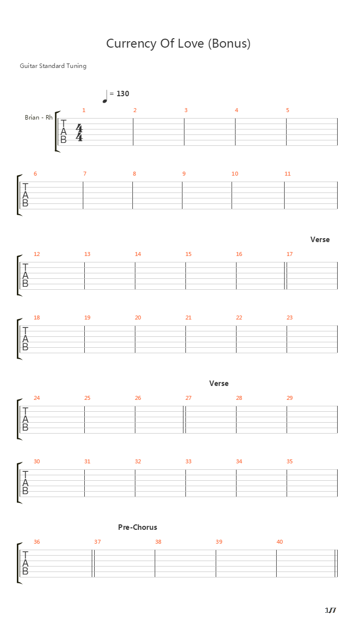 Currency Of Love吉他谱