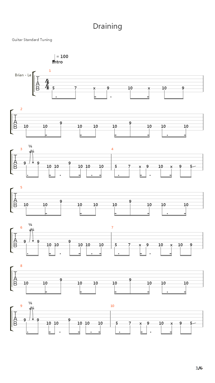 Draining吉他谱