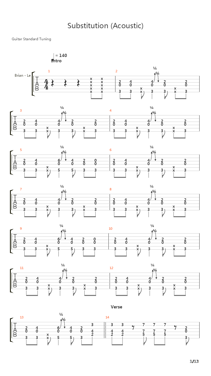 Substitution吉他谱