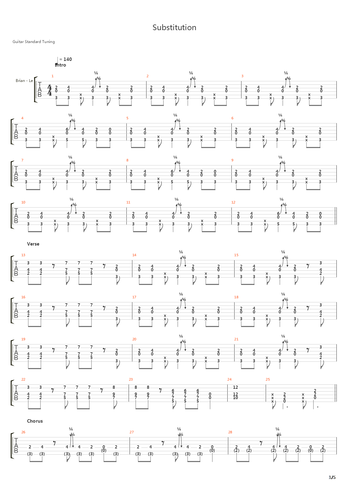 Substitution吉他谱