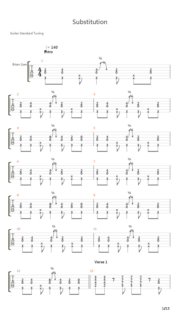 Substitution吉他谱