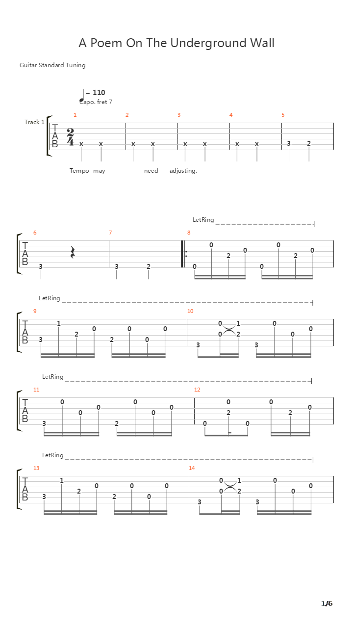 A Poem On The Underground Wall吉他谱