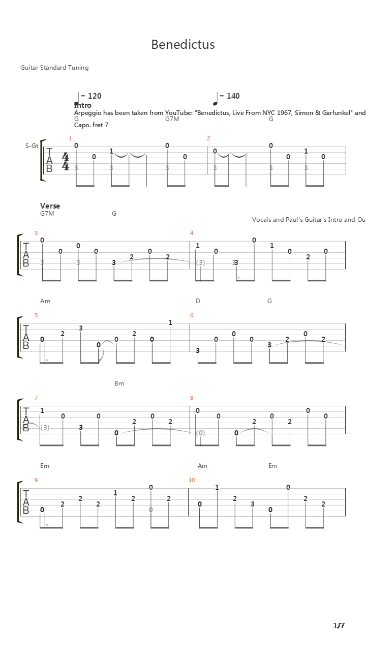 Benedictus吉他谱