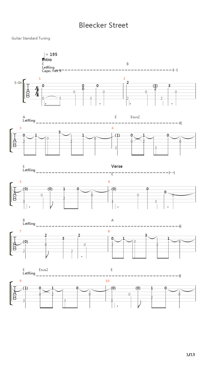 Bleecker Street吉他谱