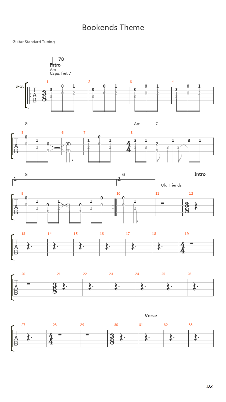 Bookends Theme吉他谱