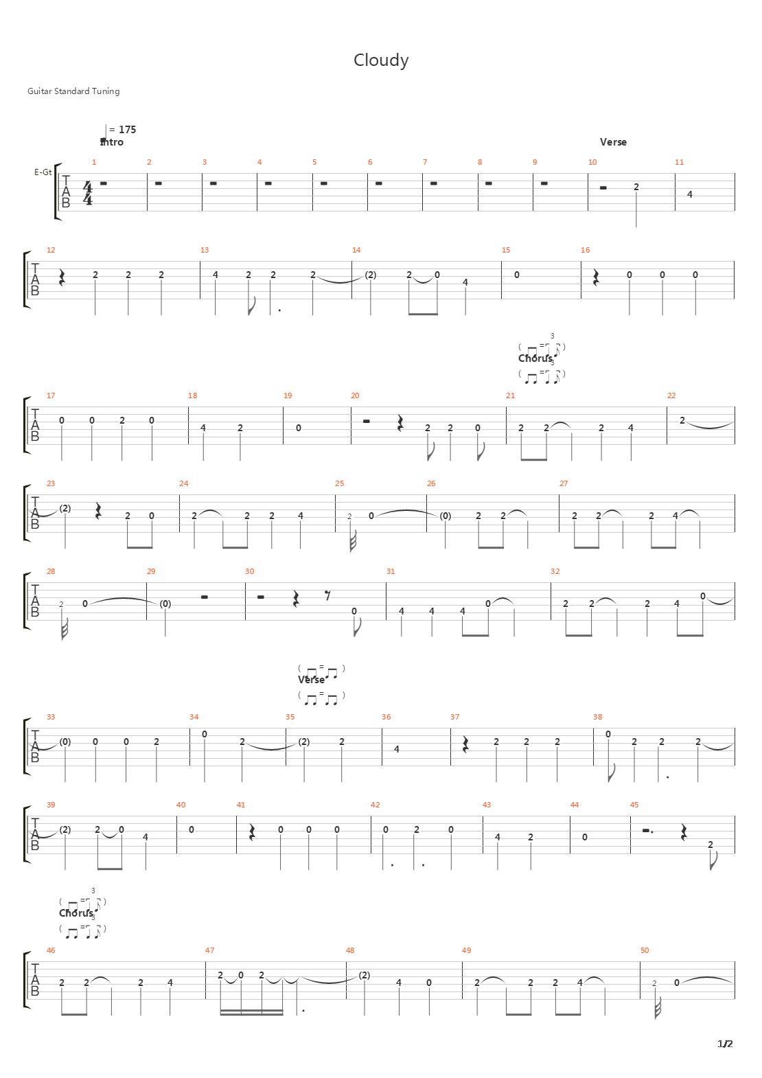 Cloudy吉他谱