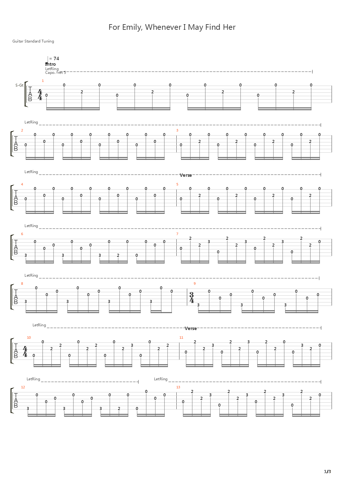 For Emily Whenever I May Find Her吉他谱