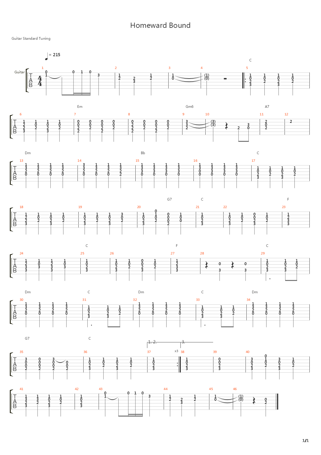Homeward Bound吉他谱