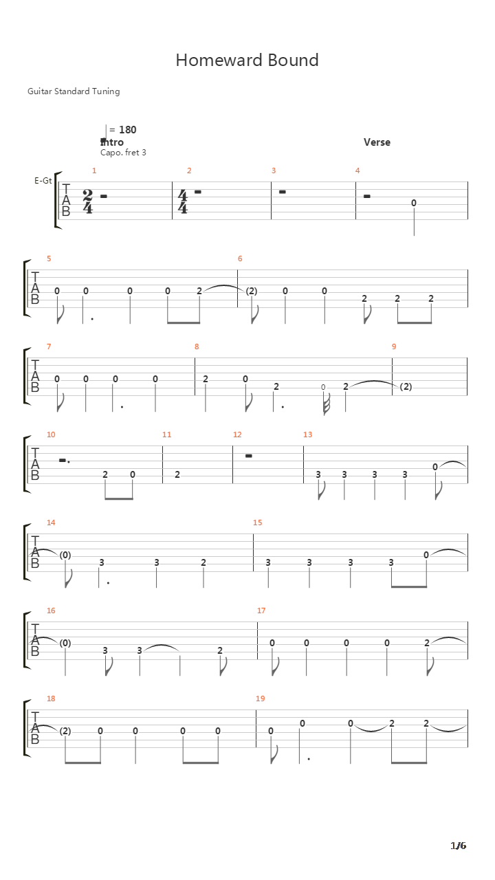 Homeward Bound吉他谱