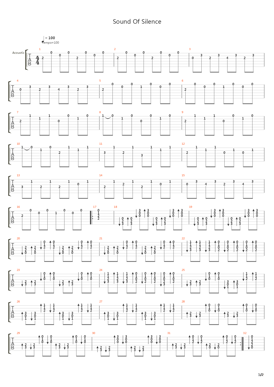 Sound Of Silence吉他谱