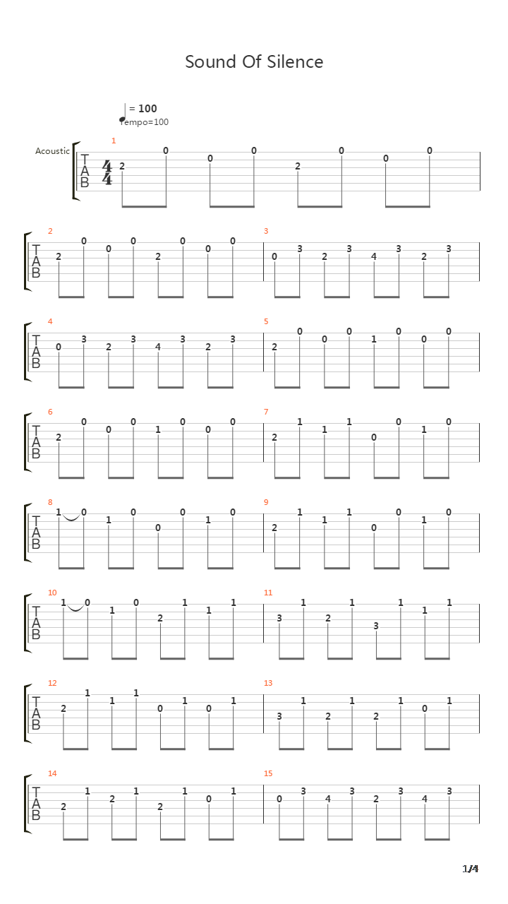 Sound Of Silence吉他谱