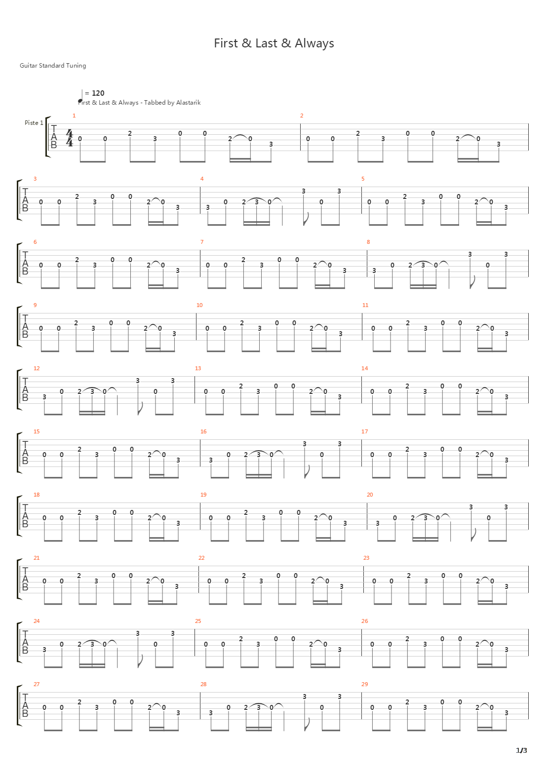 First And Last And Always吉他谱