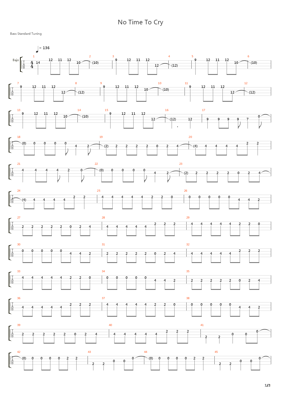 No Time To Cry吉他谱
