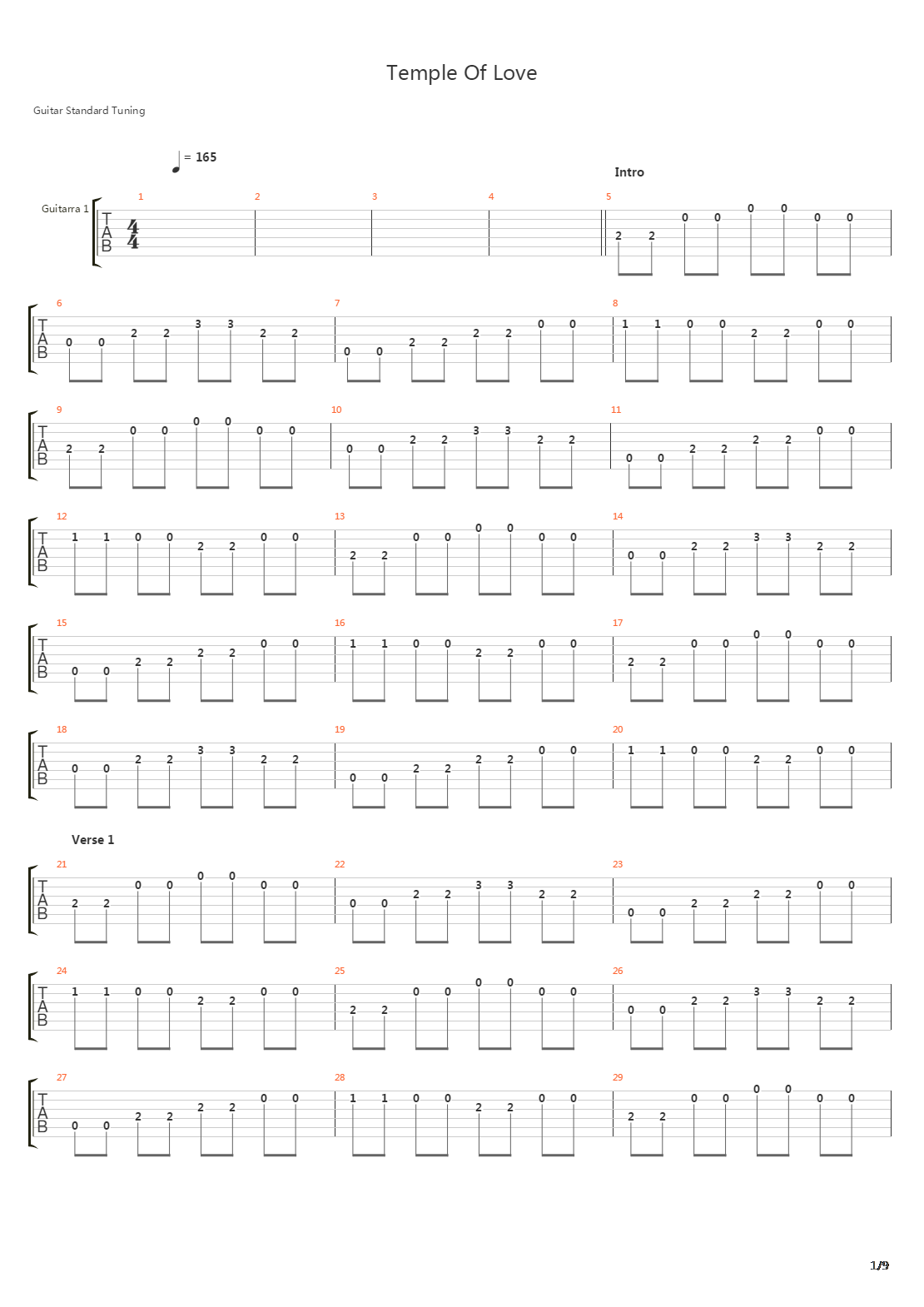 Temple Of Love吉他谱
