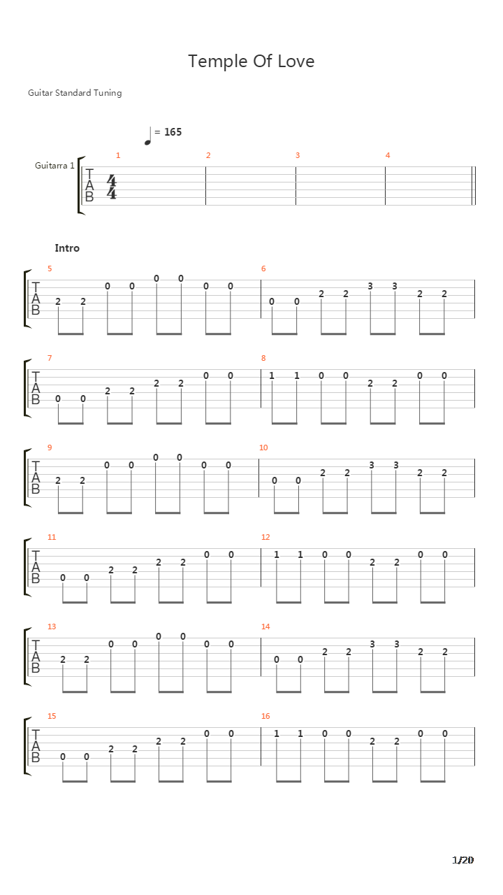 Temple Of Love吉他谱