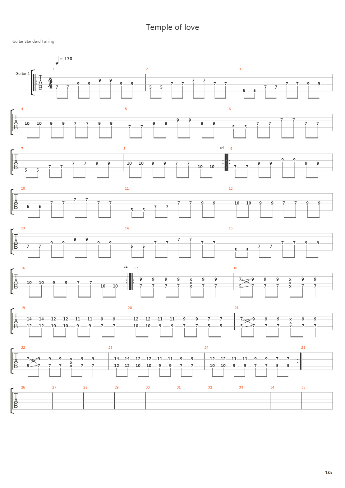 Temple Of Love吉他谱