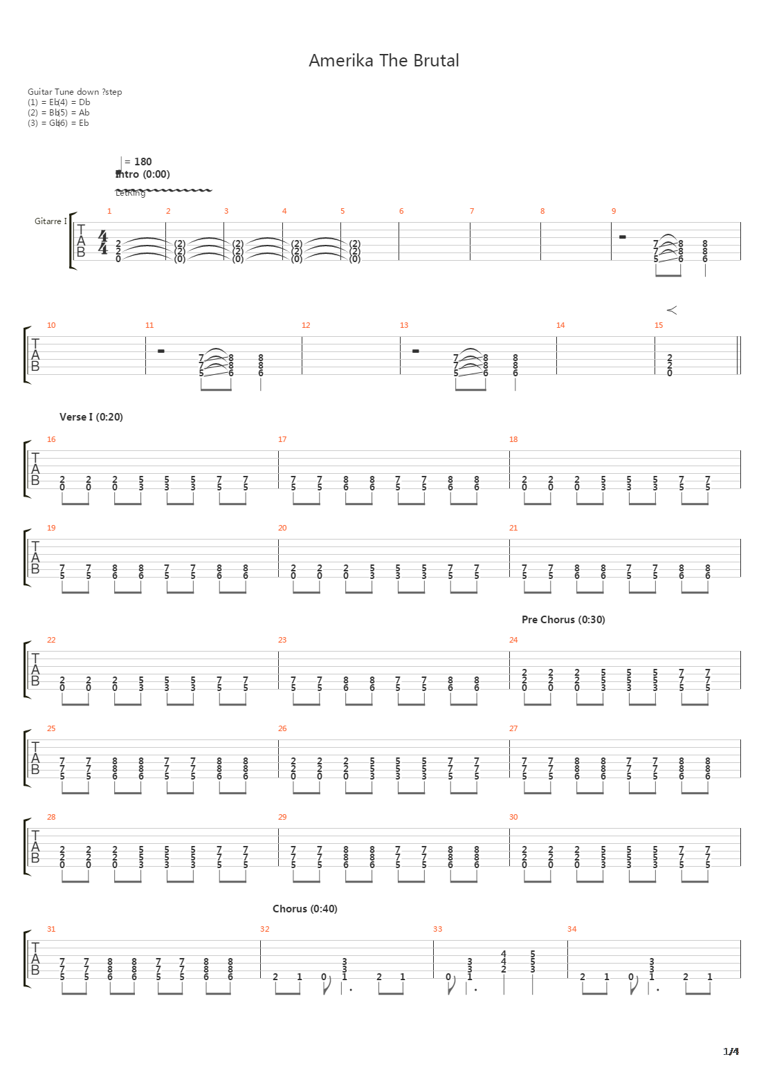 Amerika The Brutal吉他谱